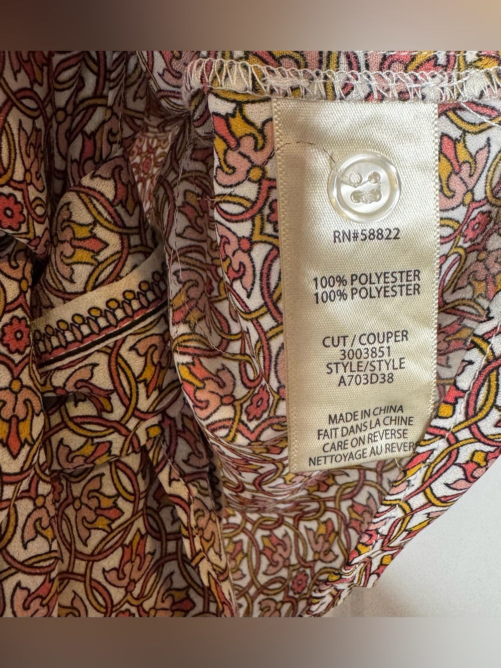 Max Studio Rust-Tone Geometric Tie-Front Blouse boho Sz MD - Picture 3 of 4